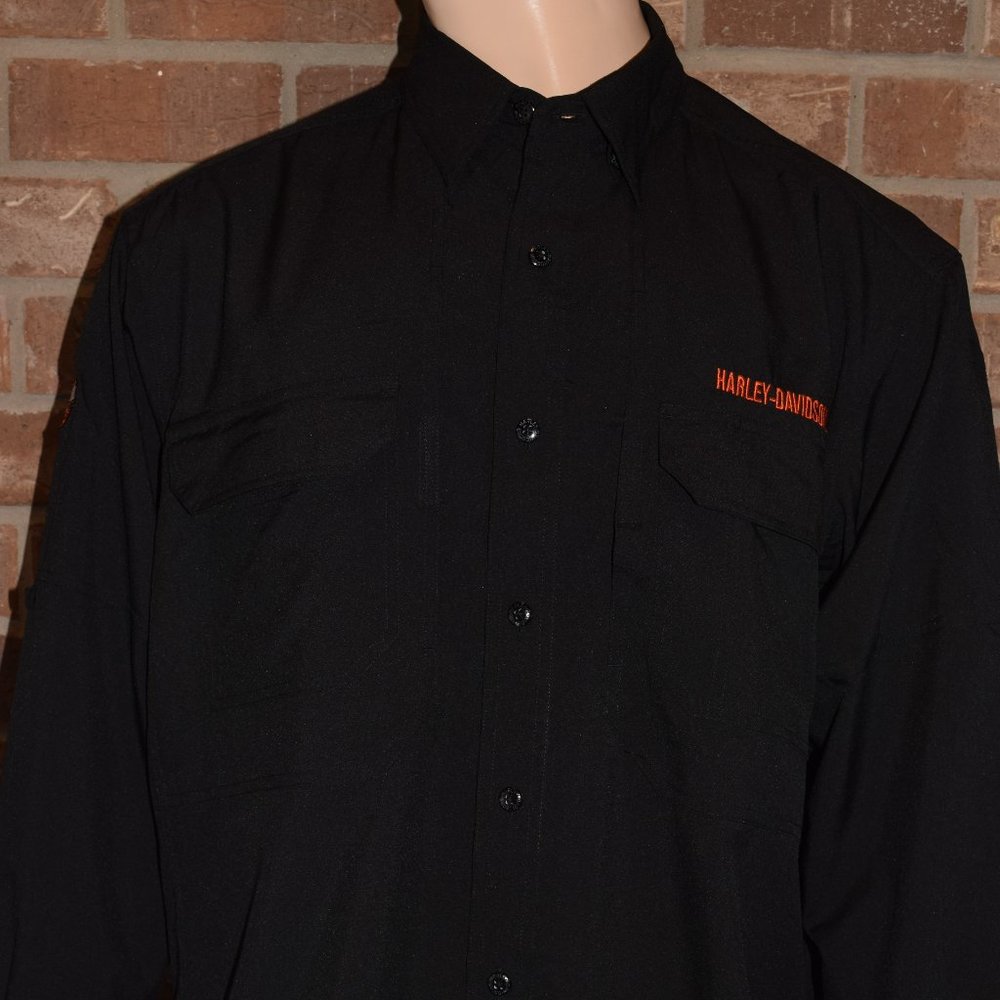 Harley Davidson Clothes Shirt XL Extra Large Black Long Sleeve Embroidered